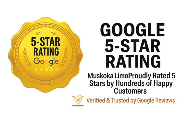 Muskoka Limo Service: Google 5-star rated, proudly recognized for excellence by hundreds of happy customers, verified and trusted through Google Reviews.